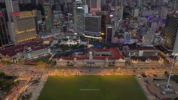 Kuala Lumpur Malaysia Setembro 2019 Noite Kuala Lumpur Downtown Aerial — Vídeo de Stock