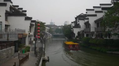 Nanjing şehrinin gündüz panoraması, Çin, 4k 