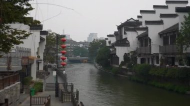 Nanjing şehrinin gündüz panoraması, Çin, 4k 