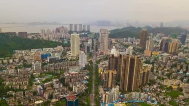 Zhuhai şehrinin havadan panoramik görüntüsü, Çin, 4k, zaman aşımı 