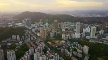 Zhuhai şehrinin havadan görünüşü, Çin, 4K 