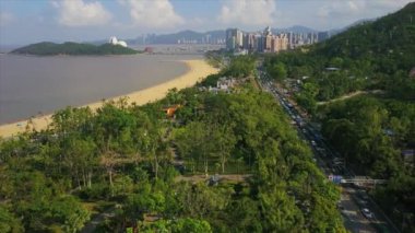Zhuhai şehir manzaralı Jingshan Parkı, gündüz manzaralı, 4K 