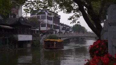 Nanjing şehrinin gündüz panoraması, Çin, 4k 