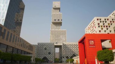 Foshan şehrindeki modern kültür merkezi, 4k panorama  