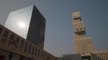 Foshan şehrindeki modern kültür merkezi, 4k panorama  
