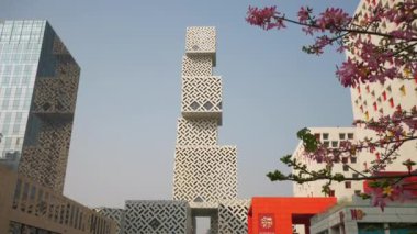 Foshan şehrindeki modern kültür merkezi, 4k panorama  