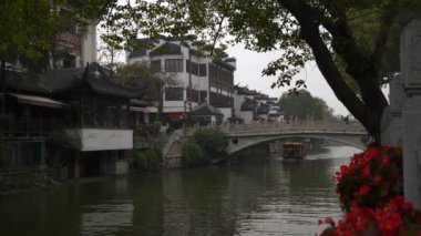 Nanjing şehrinin gündüz panoraması, Çin, 4k 