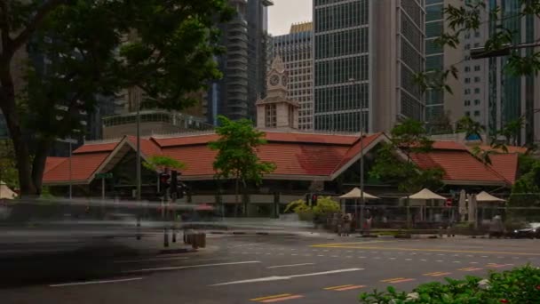 Движение Транспорта Улицам Архитектурный Фон Сингапура Временной Интервал — стоковое видео