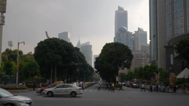 Guangzhou Strada Del Traffico Del Centro Città Panorama Rallentatore Cina — Video Stock