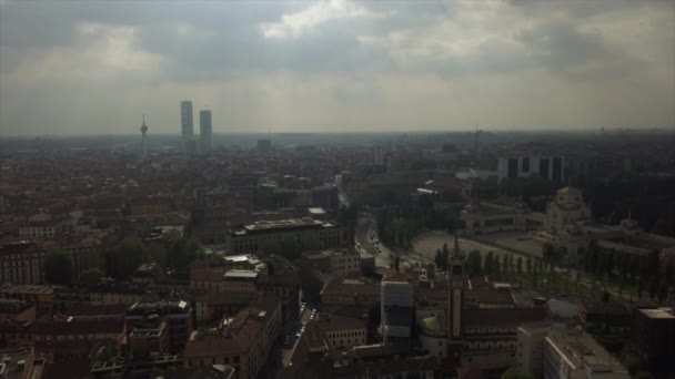 Вид Воздуха Городской Пейзаж Парком Милане Италия — стоковое видео