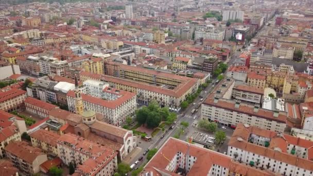 Αεροφωτογραφία Του Cityscape Ταράτσες Στο Μιλάνο Ιταλία — Αρχείο Βίντεο