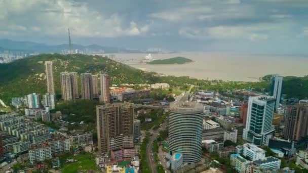 Luchtfoto Panoramisch Uitzicht Zhuhai Stad China Time Lapse — Stockvideo
