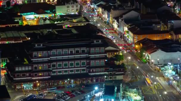 Ночное Время Освещенном Центре Города Сингапур Задержка — стоковое видео