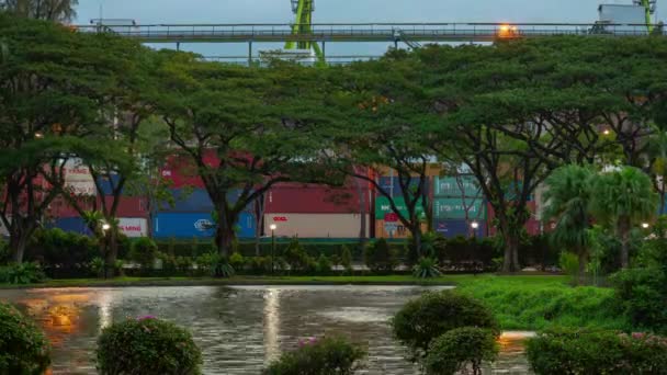 Containerhafen Singapur City Zeitraffer — Stockvideo