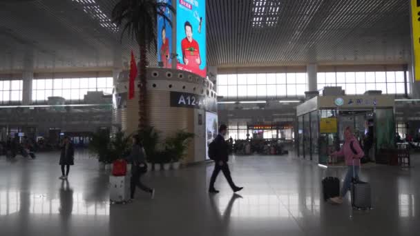 Panorama Cámara Lenta Estación Tren Ciudad Nanjing China — Vídeo de stock