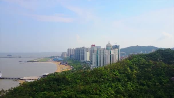 Вид Воздуха Город Видом Море Городе Чжухай Китай — стоковое видео