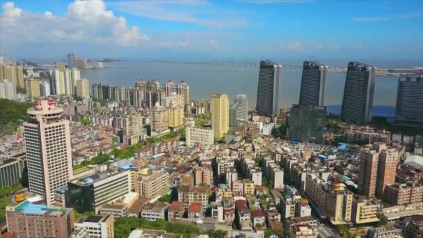 Zhuhai Şehrinin Havadan Görünüşü Çin — Stok video