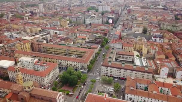 Vista Aérea Paisagem Urbana Com Telhados Cidade Milão Itália — Vídeo de Stock