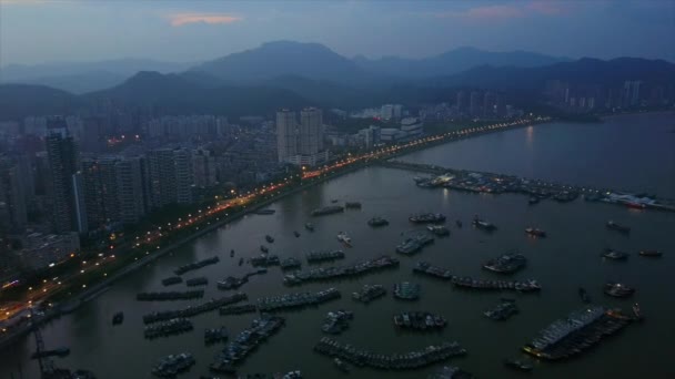 珠海市 4Kで海辺の街並みの空中ビュー — ストック動画