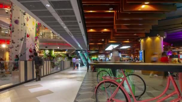 Eten Rechtbank Sporthal Modern Winkelcentrum Singapore Time Lapse — Stockvideo