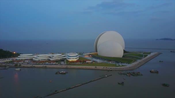 Pemandangan Udara Pulau Rumah Opera Kota Zhuhai Cina — Stok Video