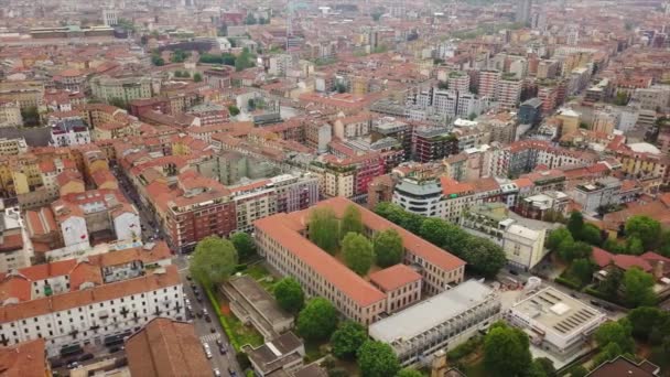 Flygfoto Över Hustak Milano Stad Italien — Stockvideo