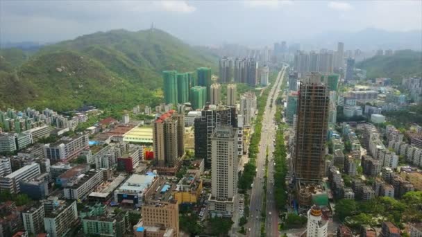 Vista Aérea Del Paisaje Urbano Zhuhai Con Tráfico Por Carretera — Vídeo de stock