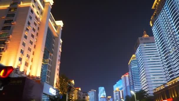 中国杭州市夜间照明4K — 图库视频影像