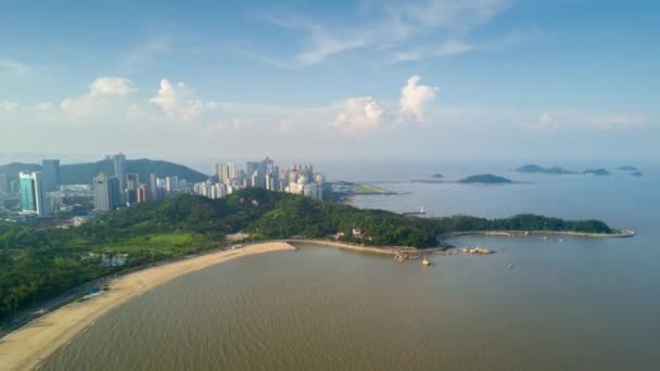 Luchtfoto Panoramisch Uitzicht Zhuhai Stad China Time Lapse — Stockvideo