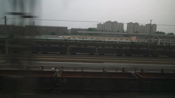 Nanjing Tåg Väg Resa Till Changsha Passagerarsätet Kina Panorama — Stockvideo