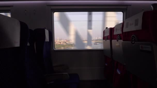 Wagon Interior City Train Road Trip China — Stock Video