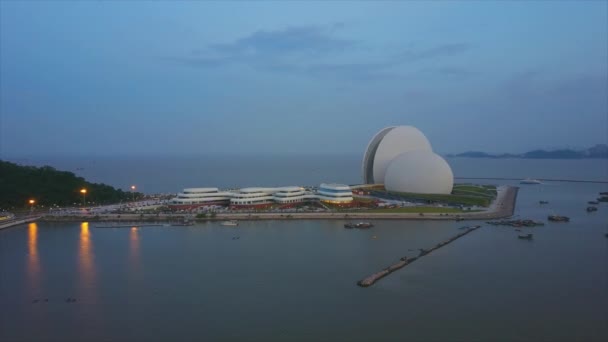 Vista Aérea Ilha Casa Ópera Cidade Zhuhai China — Vídeo de Stock