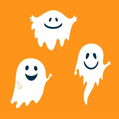 Turuncu üzerinde hayaletler Cadılar Bayramı seti