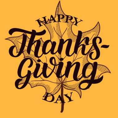 Şükran günün kutlu olsun fırça yazı, beyaz arka plan üzerinde izole ver. Hat illüstrasyon.