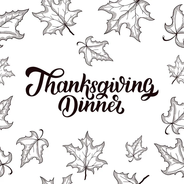 Thanksgiving Dinner brush hand lettering, isolated on white background. Calligraphy  illustration.