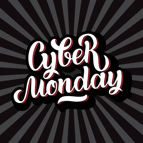 Cyber Monday Sale letras artesanais, fundo caligrafia para logotipo, banners, rótulos, emblemas, impressões, cartazes, web. ilustração letras brancas em preto — Fotografia de Stock