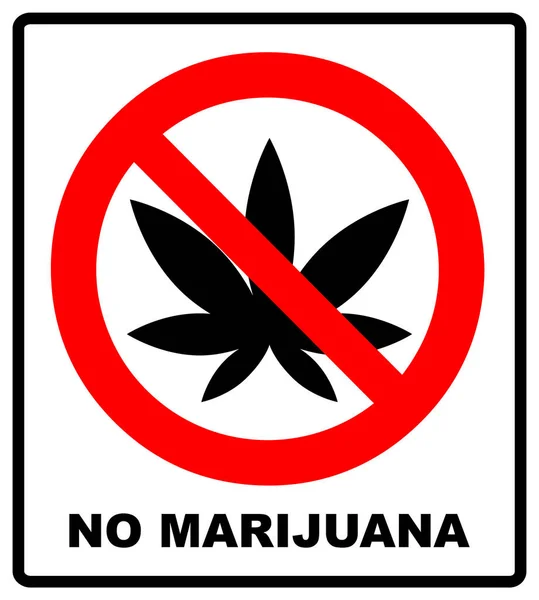 Icono de signo de prohibición No hay ilustración de cannabis aislado en blanco con una hoja negra de marihuana, marihuana. Prohibición roja símbolo de advertencia . — Foto de Stock