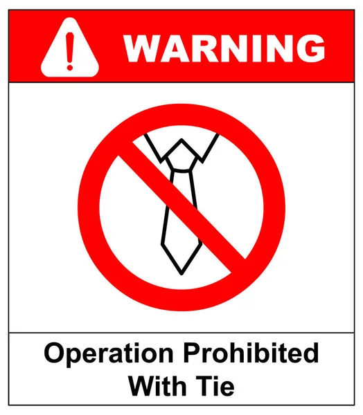 Операция запрещена с запретом галстука или стоп знак, галстук запрещен символ. иллюстрация выделена на белом. Предупреждающее знамя — стоковое фото