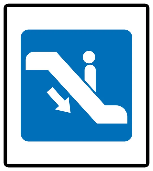 A escada rolante sobe o sinal. ilustração isolada no símbolo de informação obrigatória azul branco. Pictograma branco — Fotografia de Stock