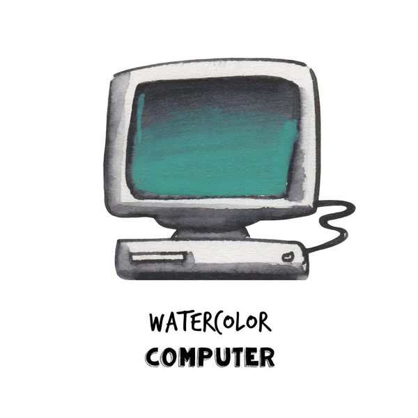 Εικονογράφηση υπολογιστή. Ζωγραφισμένο στο χέρι αντικείμενο απομονωμένο σε λευκό φόντο. Κλασικό σχεδιασμό. — Φωτογραφία Αρχείου