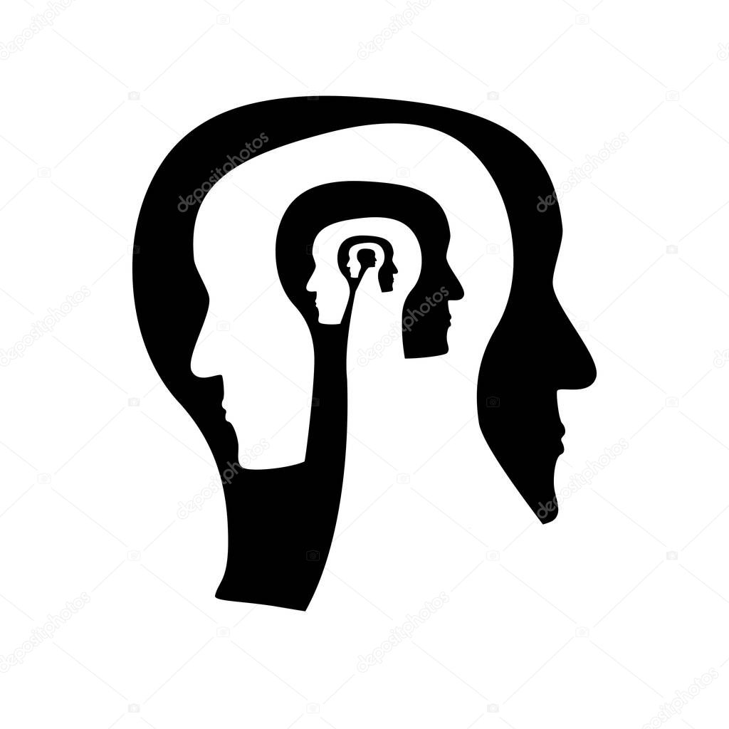 human head with multiple profiles vector concept