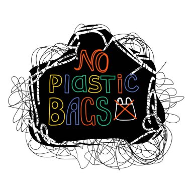 vektör yazı hiçbir plastik torba motivasyonel doodle