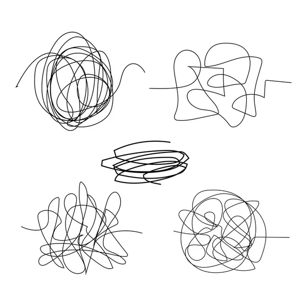 Scarabocchiare disegnato a mano cerchio set di oggetti linea nera — Vettoriale Stock