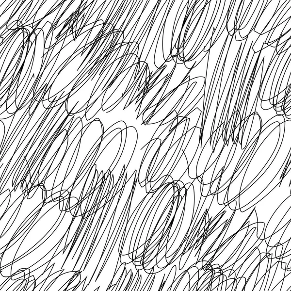 Kritzeln Hand gezeichnet nahtlose Muster schwarze Linie — Stockvektor