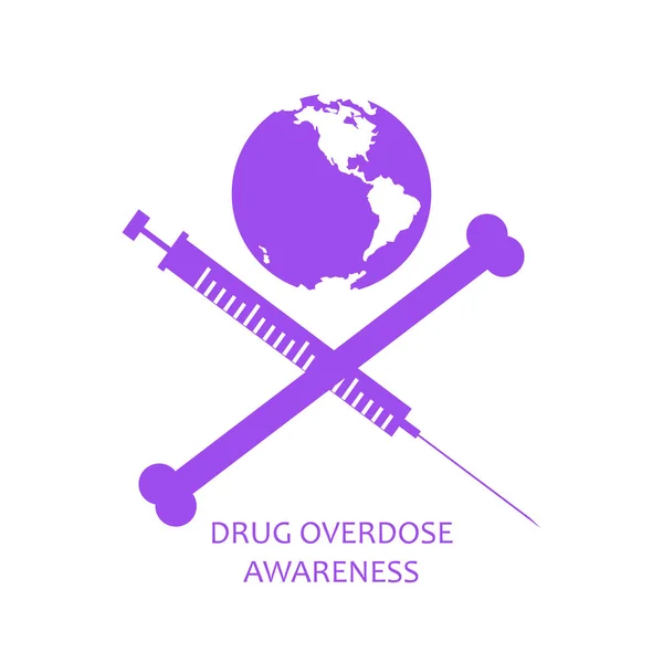 Drug overdose awareness concept Jolly Roger style — Stock Vector