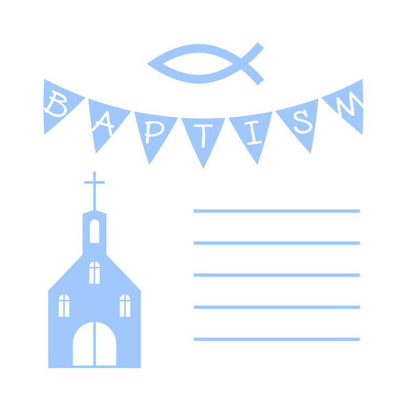 vetor christian baptism card with a church
