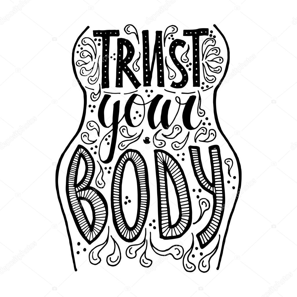 trust your body vector hand drawn lettering