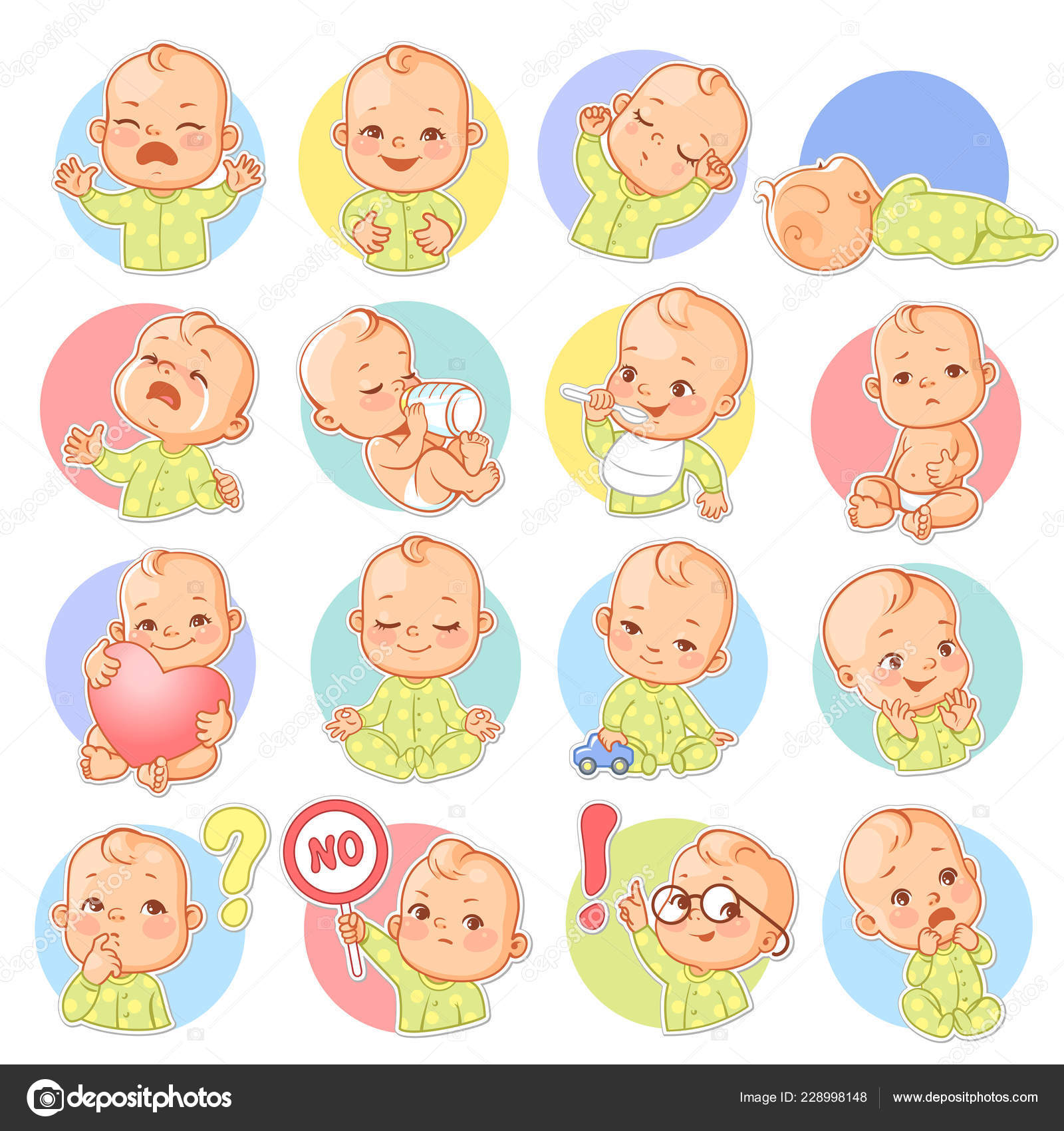 Set Of Baby Boy Stickers Isolated On White Background Royalty Free