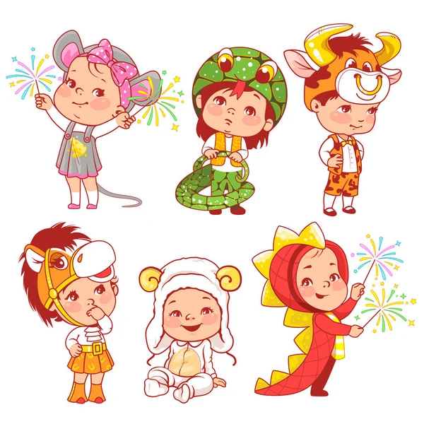 Cute Little Baby Slijtage Carnaval Kostuums Kleuterschool Maskerade Preschool Kinderen — Stockvector