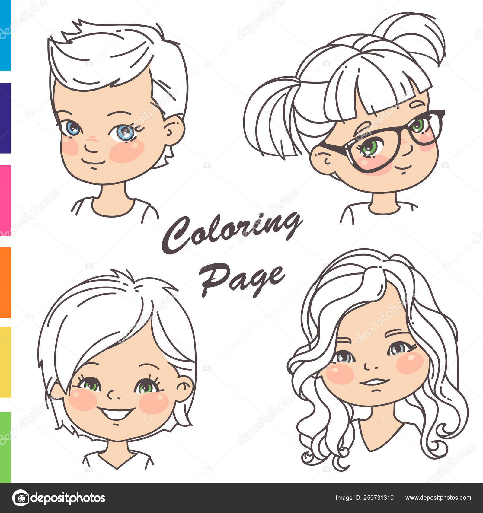 Coloring Page Young Girl Portraits Different Hairstyles Outline Sketch Pencil Stock Vector Image by ©Natoushe #250731310 Coloring Page Young Girl Portraits Different Hairstyles Outline Sketch Pencil Stock Vector Image by ©Natoushe #250731310